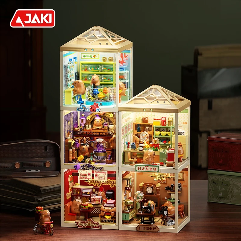 جاكي سوبر تاون ألعاب مكعبات البناء مشهد الشارع متجر عام نموذج تجميع لعبة سطح المكتب زخرفة هدية عيد ميلاد للأطفال