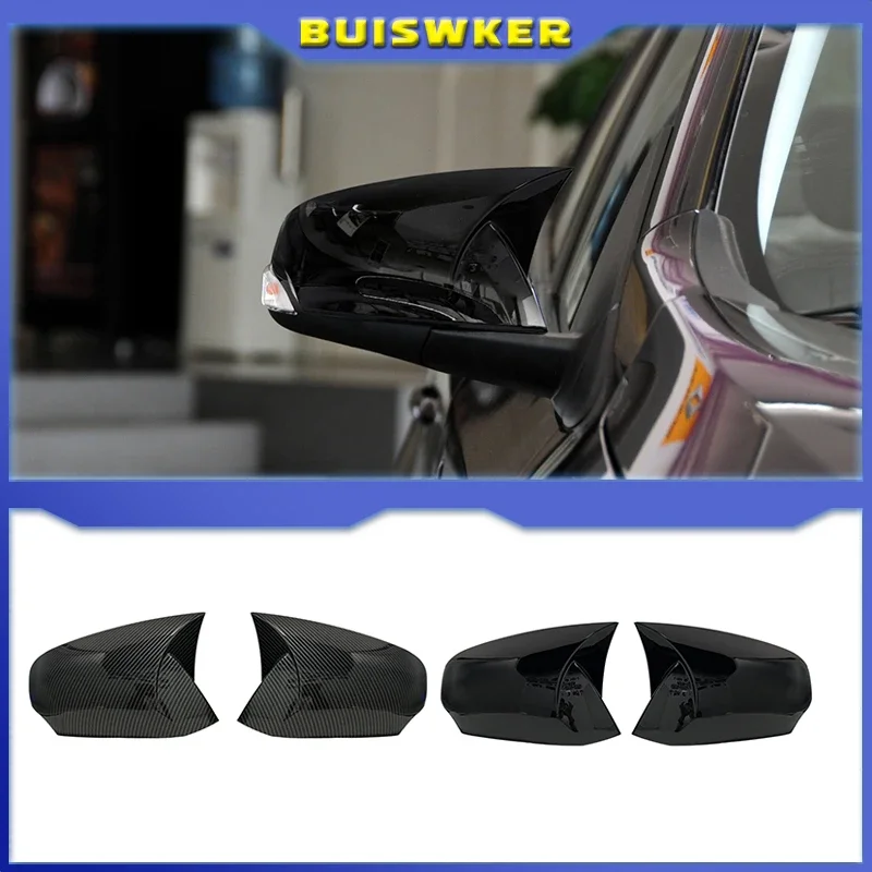 

For Renault Fluance için 2 Pieces ABS Plastic Bat Wing Mirror Covers Caps Rearview Mirror Case Cover Gloss Black Car Accessories