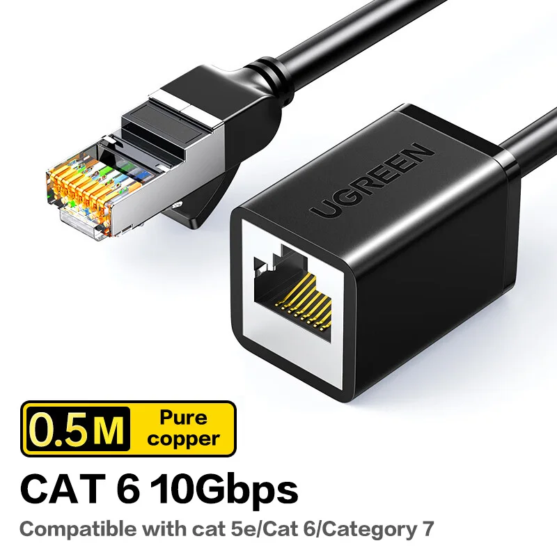 UGREEN イーサネット延長ケーブル Cat6 LAN ケーブルエクステンダー Cat 6 RJ45 ネットワークパッチコード オス-メス コネクタ