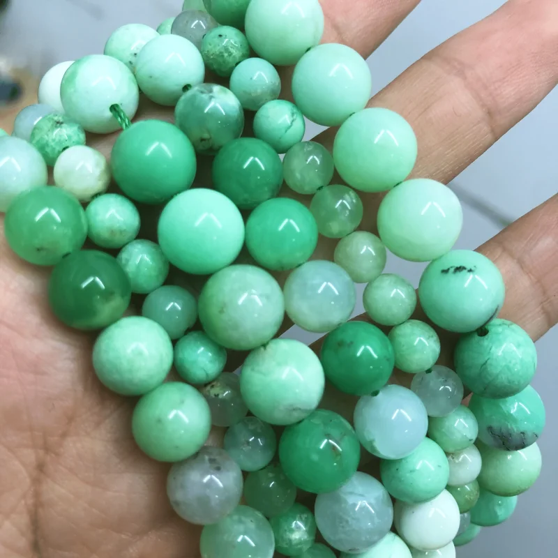 

New Natural Chrysoprase 100% Stone Quality Loose Round Beads Jewellery Making 6/8/10MM DIY Bracelet Necklace Beading Accessories