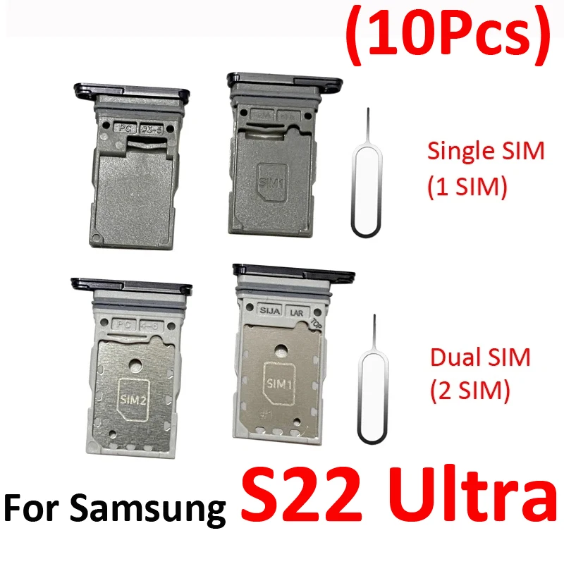 

10Pcs For Samsung Galaxy S22 Ultra S908 S908B S908U Phone New SIM Chip Card Tray Slot Holder Adapter Parts