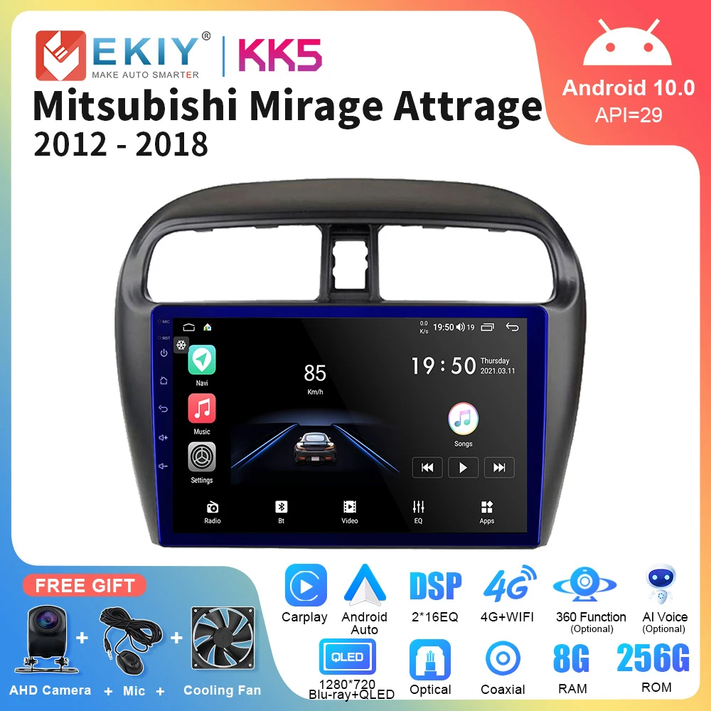 

EKIY KK5 2Din Android 10 автомобильное радио для Mitsubishi Mirage Attrage 2012-2018 GPS DVD плеер стерео Мультимедиа навигация головное устройство