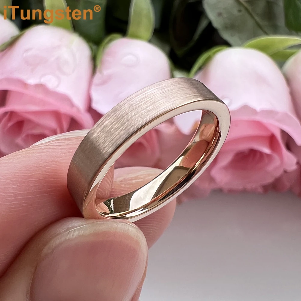 Dropshipping iTungsten 4mm Women Wedding Band Tungsten Carbide Ring Fashion Jewelry Laser Engraved Comfort Fit