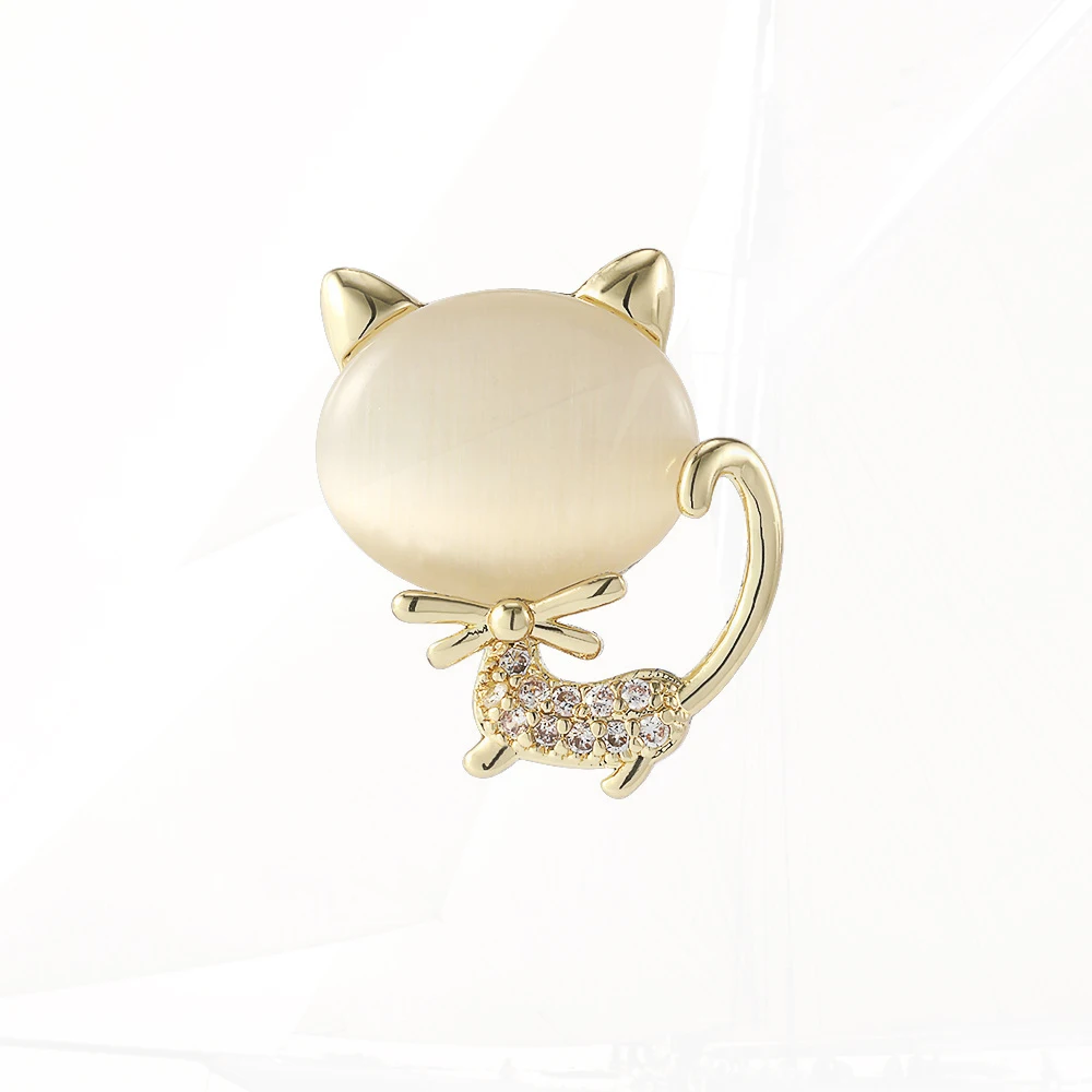 Spille da bavero colletto bottone abito da festa collare protettivo da donna fibbia Opal Cat Pines Cute Kitten Pin Pins Charm Crystal