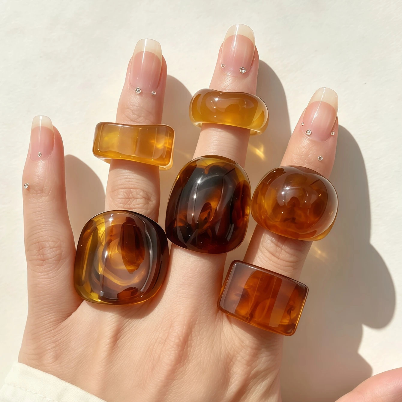 Fashion Colorful Glossy Transparent Resin Rings For Women Mix Style Simple Personality Jewelry Party Gifts