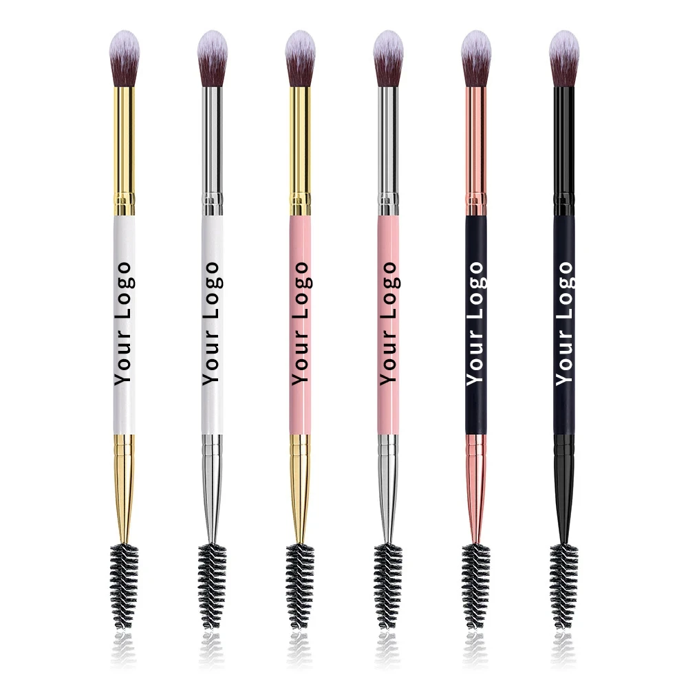 50 Stück individuelles Logo Großhandel Dual Heads Augenbrauenpinsel Wimpern Mascara Pinsel Double End Make-up Pinsel Private Label