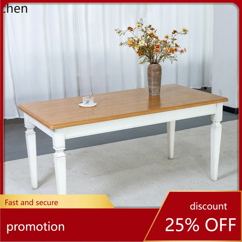 HXL Solid Wood Dining Table and Chair Set Natural Oak Rectangular Dining Table Meeting Table