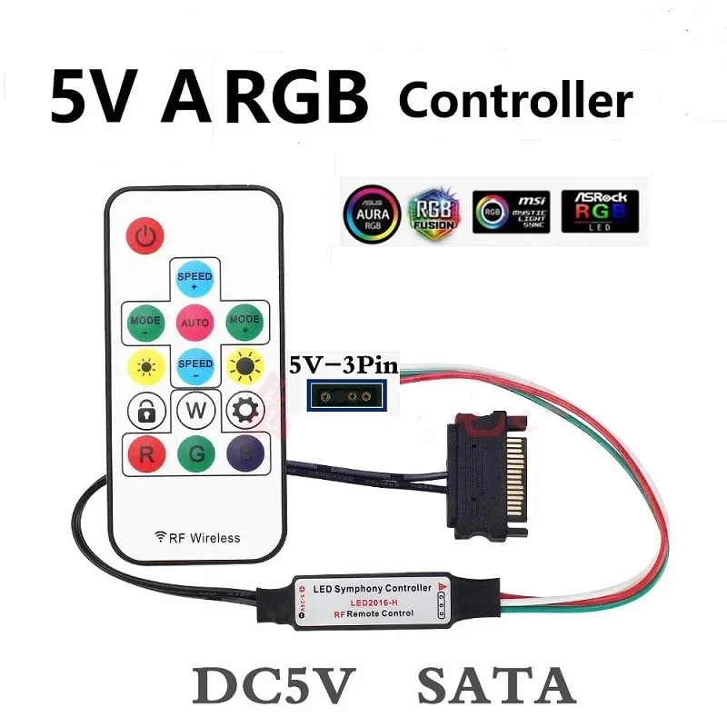 5V ARGB Controller Remote Control LED Cool Light Luminescence Symphony Edition Luminous for Desktop Chassis