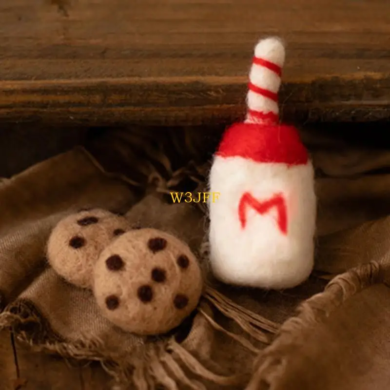 W3JF DIY Baby Wollfilz Milch Flasche + Cookies Dekorationen Neugeborenen Fotografie Requisiten Infant Foto Schießen Zubehör