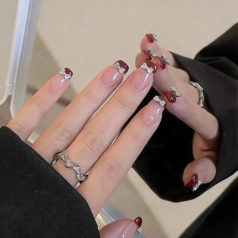 5pcs Nail Art Bowknot Decoration Alloy Flash Jewelry Love Rhinestone Nail Decoration Nails Decoration 3D Nail Charms