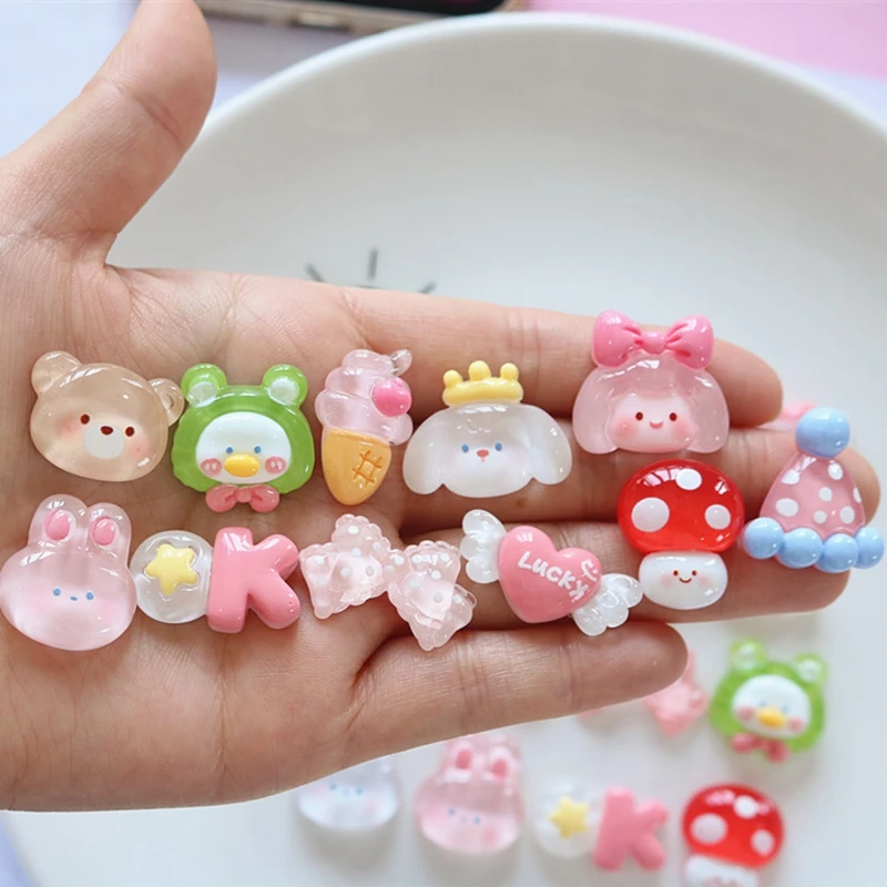 10Pcs  Mini Transparent Birthday Hats, Mushrooms, Bow Tie Cartoon Scrapbook DlY Fashion Jewelry Hairpin Decoration Accessories