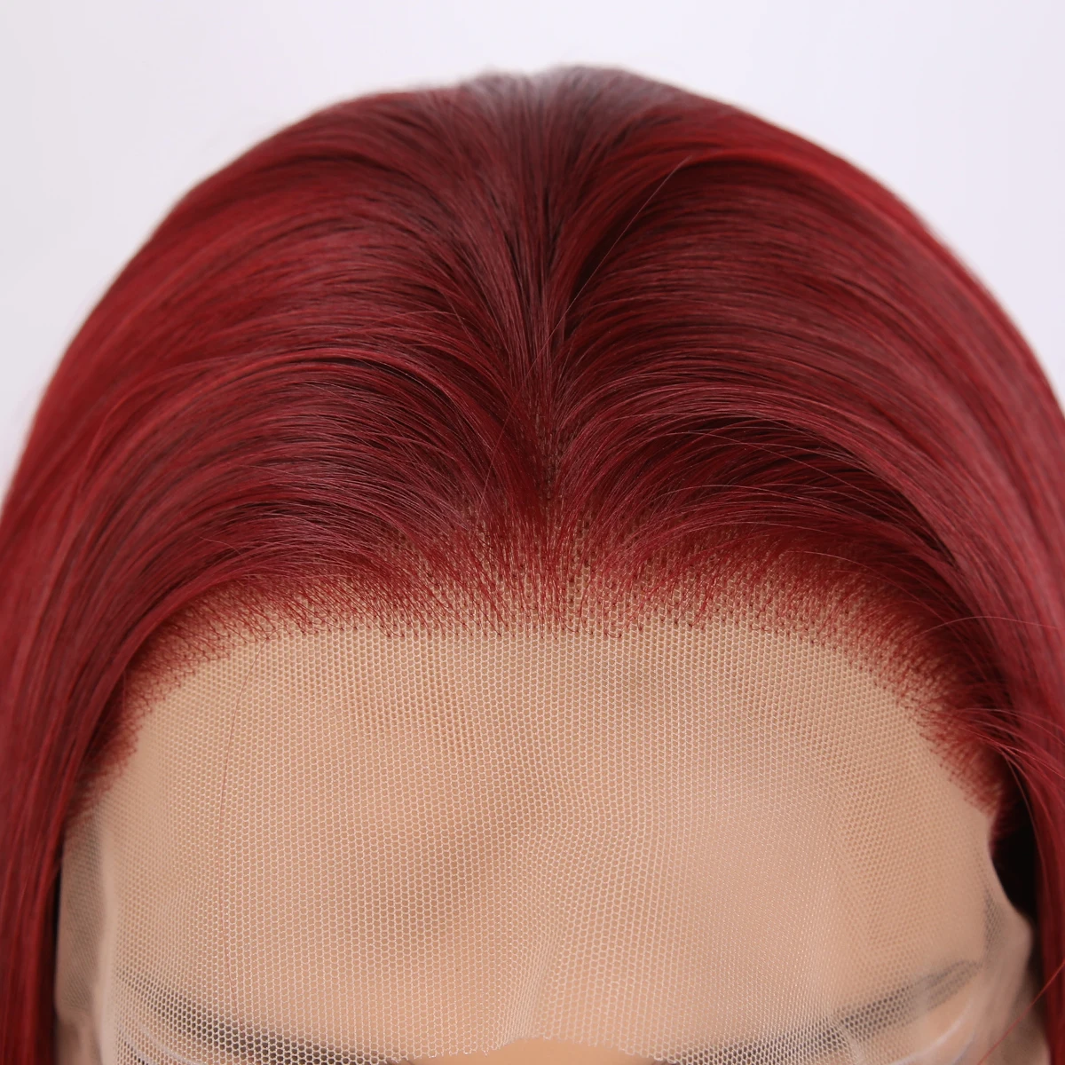 Suitable For Black Women's Daily Natural Role-Playing Wig Hand Hook Lace Long Straight Hair Red Split Bangs Straight Hair Wig