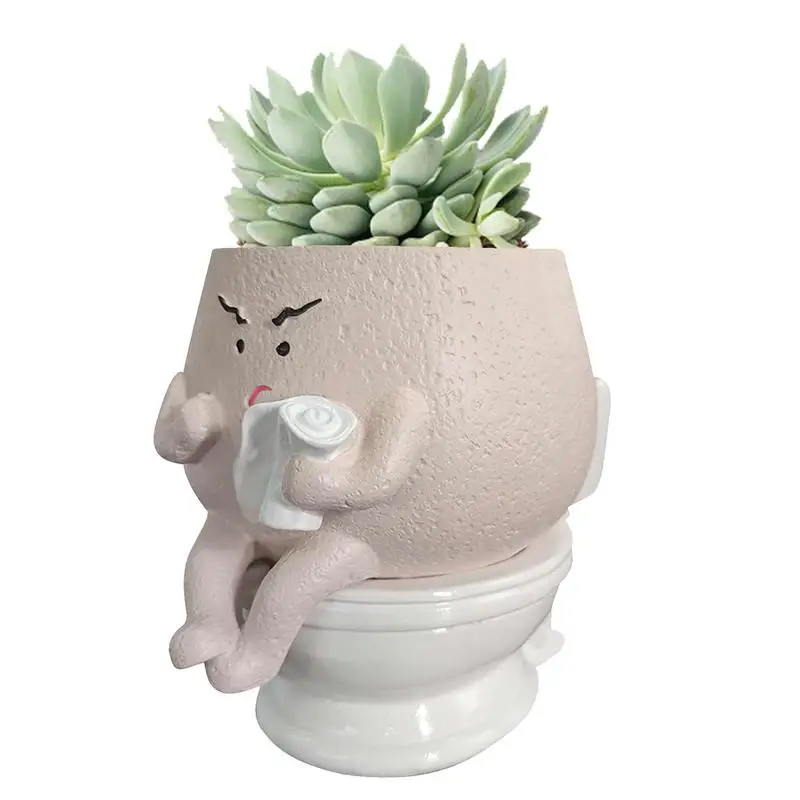 

Unique Plant Pots Face Pots Head Cute Toilet Succulent Pots Funny Succulent Pots Creative Green Plant Ornaments For Friends