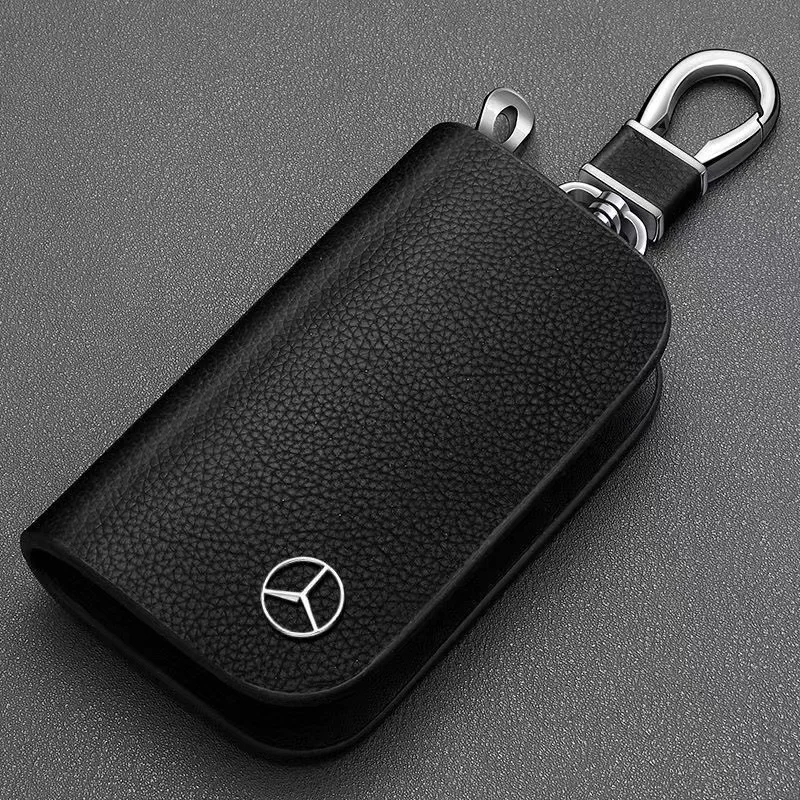 Leather Car Key Case Key Fob Cover Shell Bag Wallet Keychains For Mercedes Benz AMG W204 W205 W212 W213 W222 x153 W176 W177