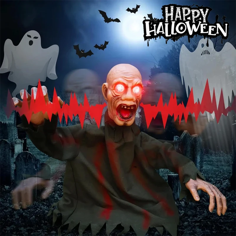 

New Voice Activated Swinging Halloween Horror Decoration Motion Sensor Scary Props Inserted Outdoor Hallowmas Decor Ornaments