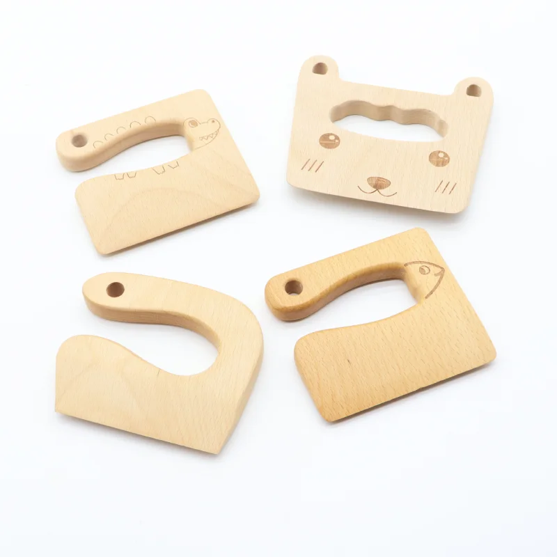 Taglierina per bambini in legno per tagliare verdure sicuro forma carina cucina taglio giocattolo coltello da cartone animato strumenti di cottura fai da te per bambini