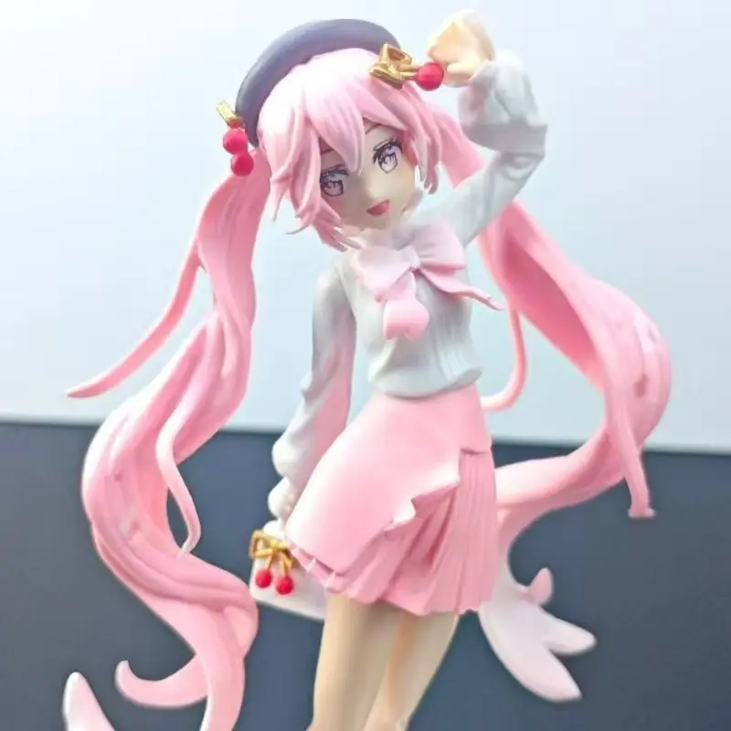 さくら姫アニメフィギュア桜飾りコレクタブルpvcスタチューテ女性デスクアクセサリーアイドルボーカロイドギフト