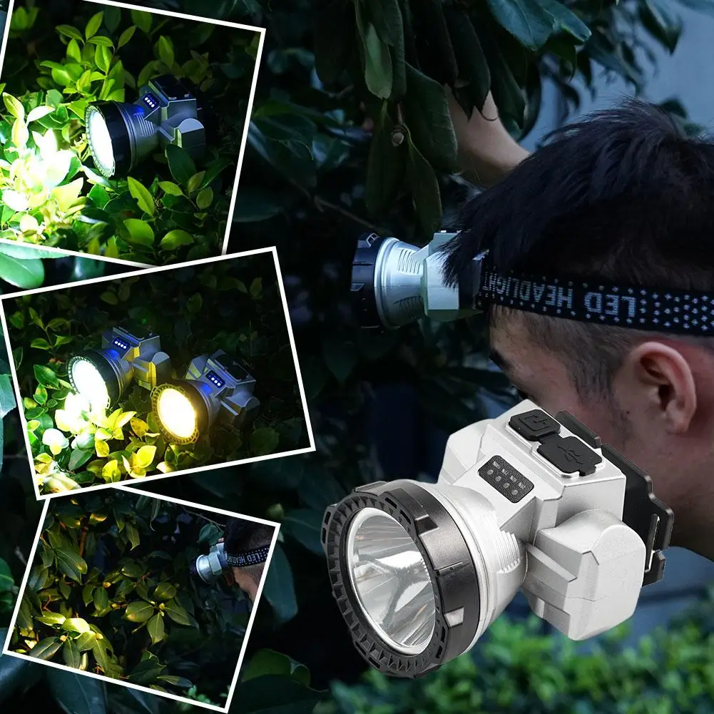 

LED Headlamp Strong Light Long-Range Large Light Camping Light Work Fishing 2400 Miner's Headlight Lamp mAh Night Light D3O7