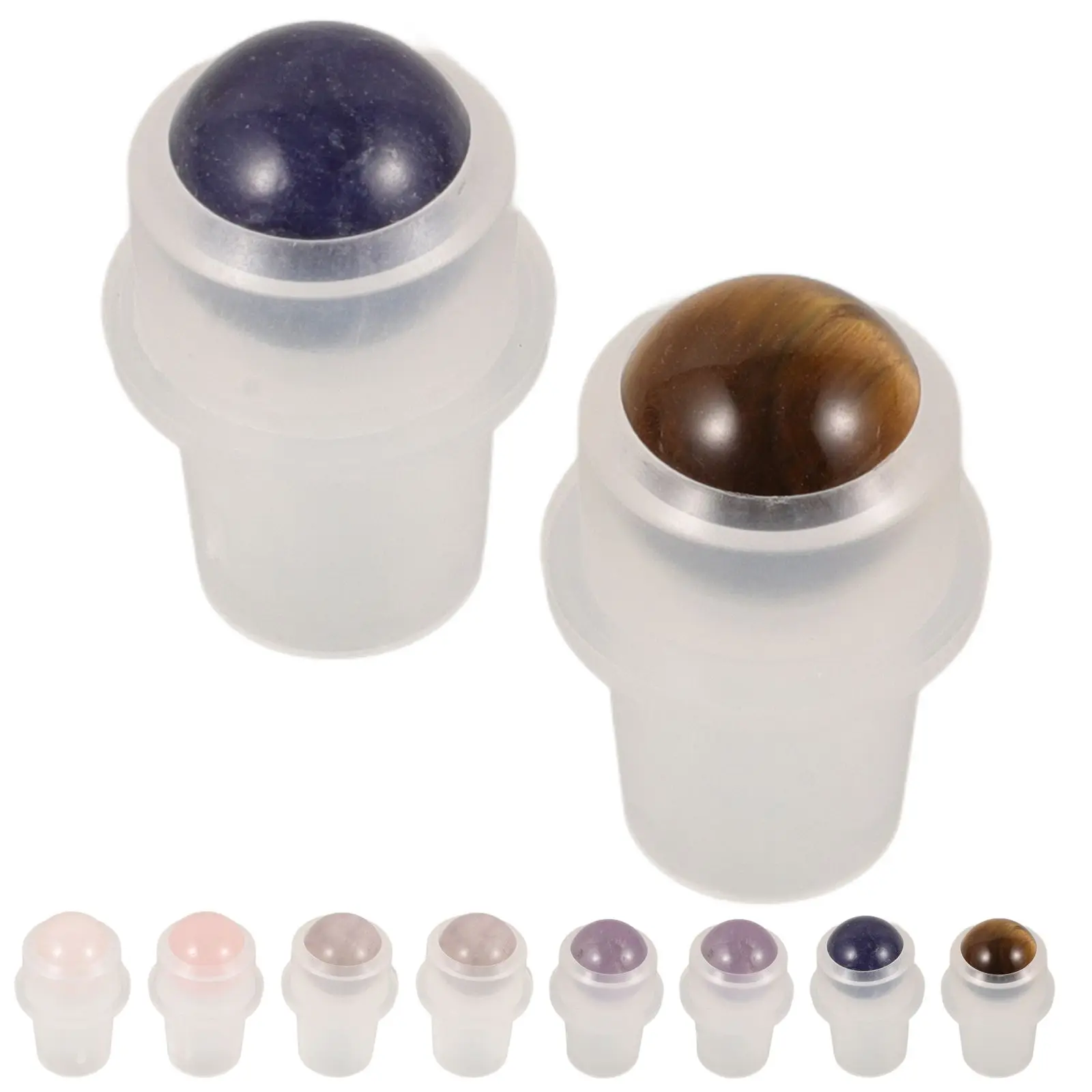 

10 Pcs Semi Precious Stones Balls Roller Bottles Gemstone Replacement Rollers Perfume Mouth Supplies for High Quality