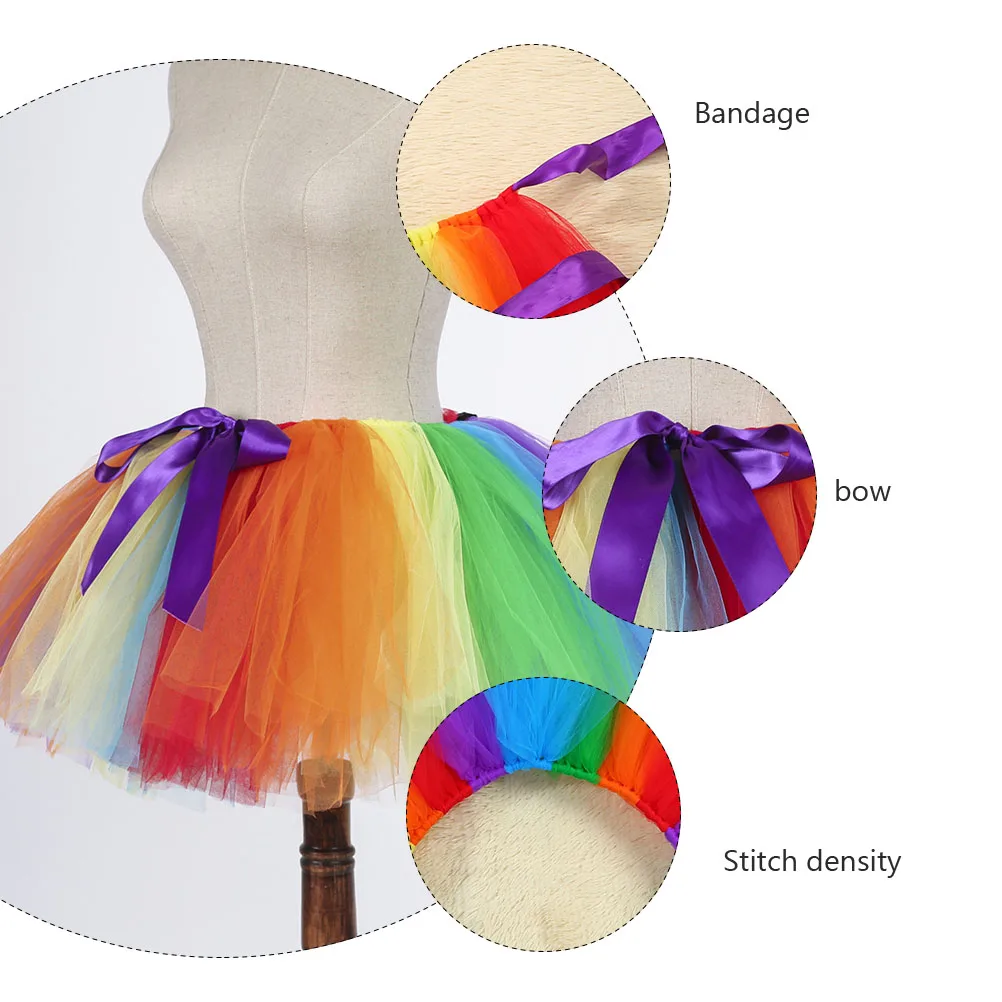 

Lightweight Satin-Lined Net Yarn Tutu Skirt Halloween Party Costume Dress Elastic Waist Breathable Comfortable Gauzy Performance