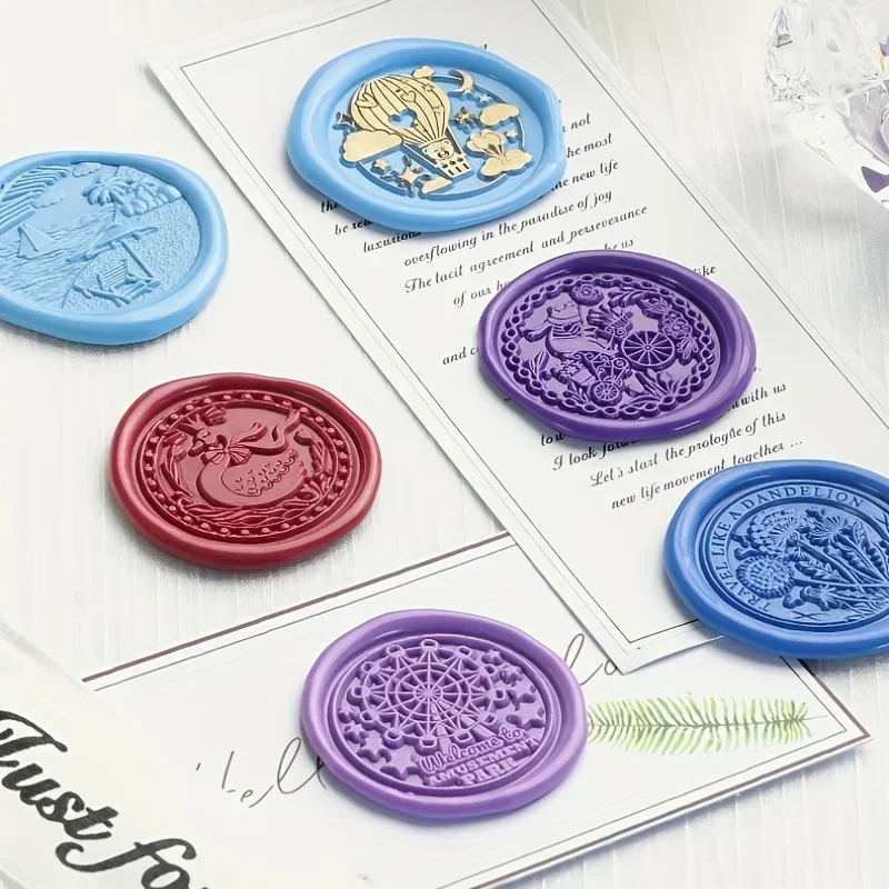 1 Fire Paint Seal Round Plant Series Copper Seal Head Suitable for Envelope Invitation Seal Wine Decoration Invitation Card Seal