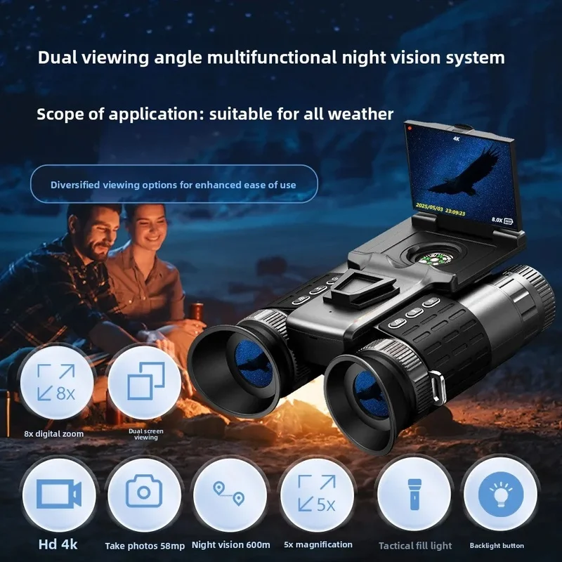 Dual Screen HD Night Vision Binoculars Infrared Telescope Outdoor Metal Head-Mounted