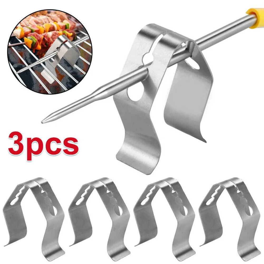 3x Clips OfMeat BBQ Probe Clip Holder For Maverick, MeasuPro, Grill Stainless Steel Barbecue Probe Clips Picnic Holders