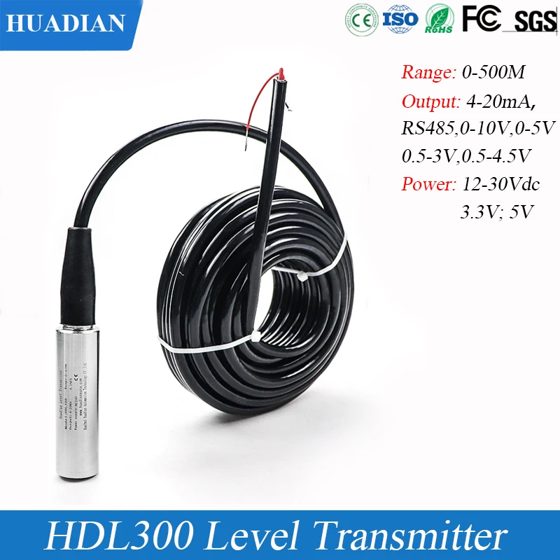 3M Range Cable 4-20ma 0-10v RS485 Onput Low Cost Submersible Groundwater Level Sensor In Deep Well