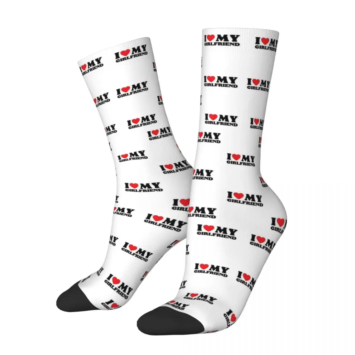 I Love My Girlfriend Socks Harajuku Super Soft Stockings All Season Long Socks Accessories for Unisex Christmas Gifts