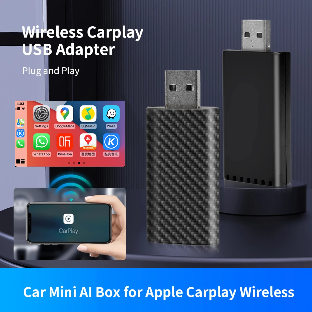 USB AI Box Wireless Carplay Dongle Plug and Play for Car OEM Wired CarPlay To Wireless CarPlay