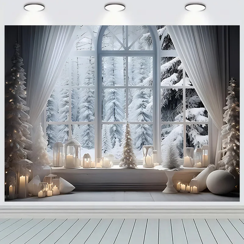 

Winter Wonderful Window Christmas day Photography Backdrops Prop Happy New Year Decoration Family Holiday Party Background RR-70