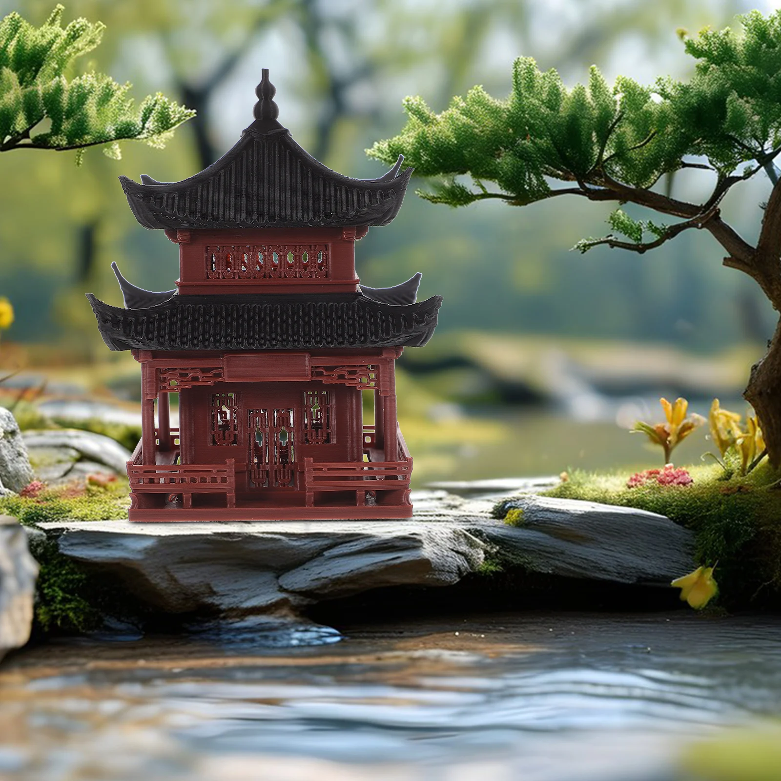 

Culturally Rich Chinese Pavilion Statue Miniature Aquarium Adornment Intricate Detailing For Indoor Gardening And Fish Tank
