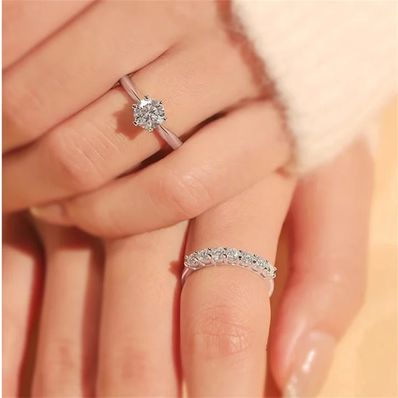 Wedding Ring Set White Gold Plated 1 Carat Cubic Zirconia Stone Marriage Engagement Jewelry Fashion Accessories CC3119