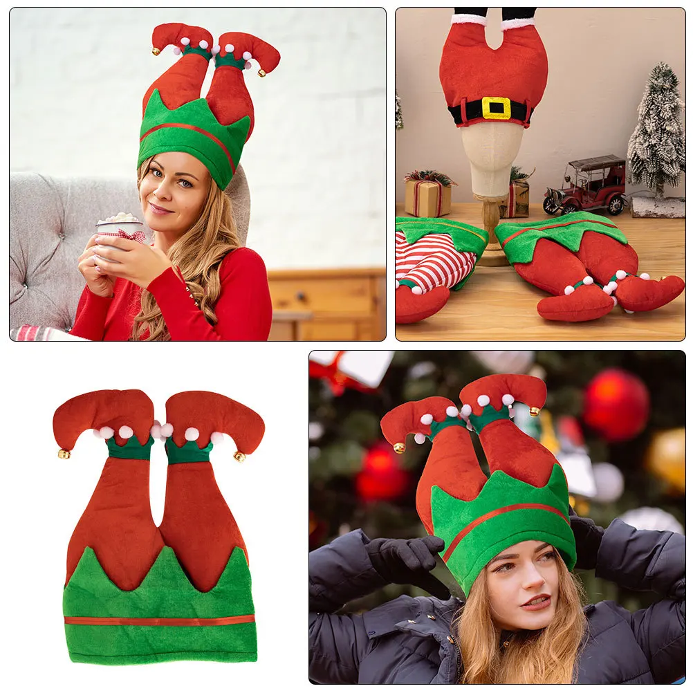 

Creative Christmas Hat Funny Elf Leg Shaped Design Lightweight Xmas Party Cap Portable for Holiday Party Decoration