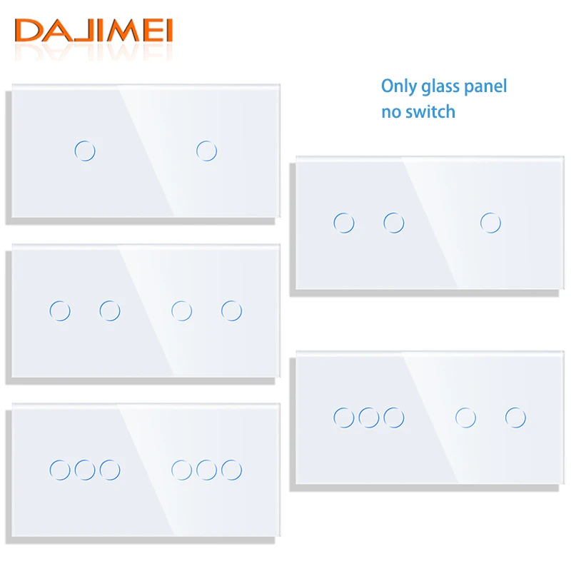 DAJIMEI Only Crystal Glass Panel 158mm Pearl White Black 2/3/4/5/6 gang Glass Frame Wall Touch Switch Function DIY-Parts