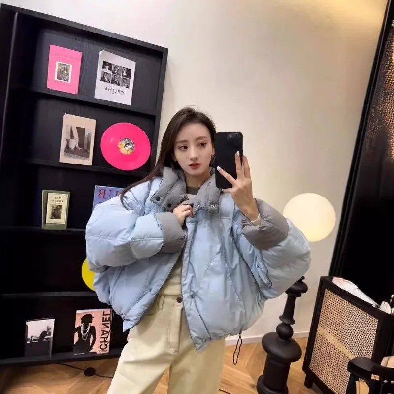 Women's White Duck Down Coat Winter Warm Reversible Wear New Casual Patchwork Bread Jacket Outerwear Fashion High Quality Hooded