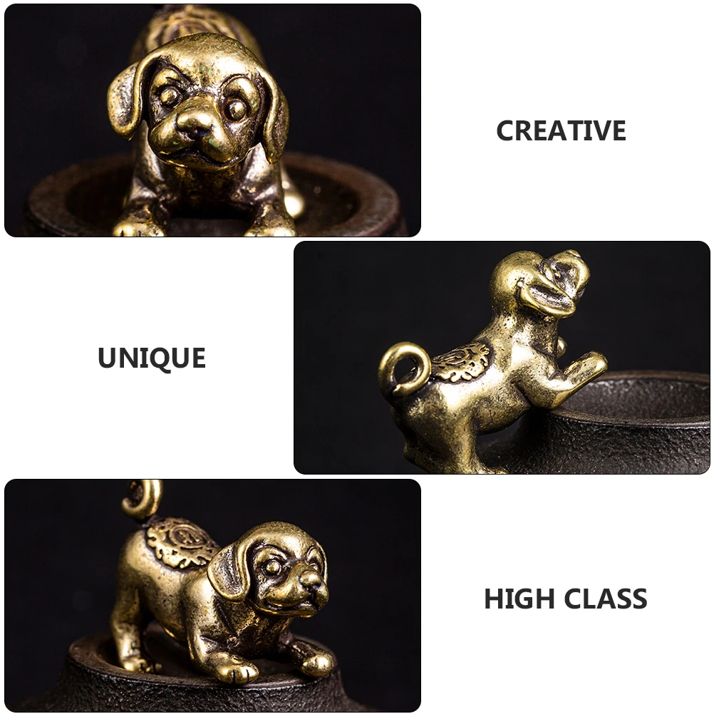 

2pcs Dog Modeling Adornment Durable Copper Desktop Hanging Decor Creative Home Pendant Compact Size Novel Table Decoration