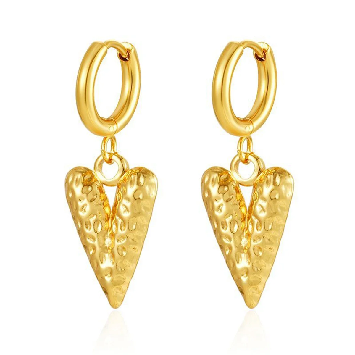 

Heart Pendants Earrings Stainless Steel Drop Hoop Earrings for Women Metal Small Ears Piercing Fashion Jewelry Girl Gifts