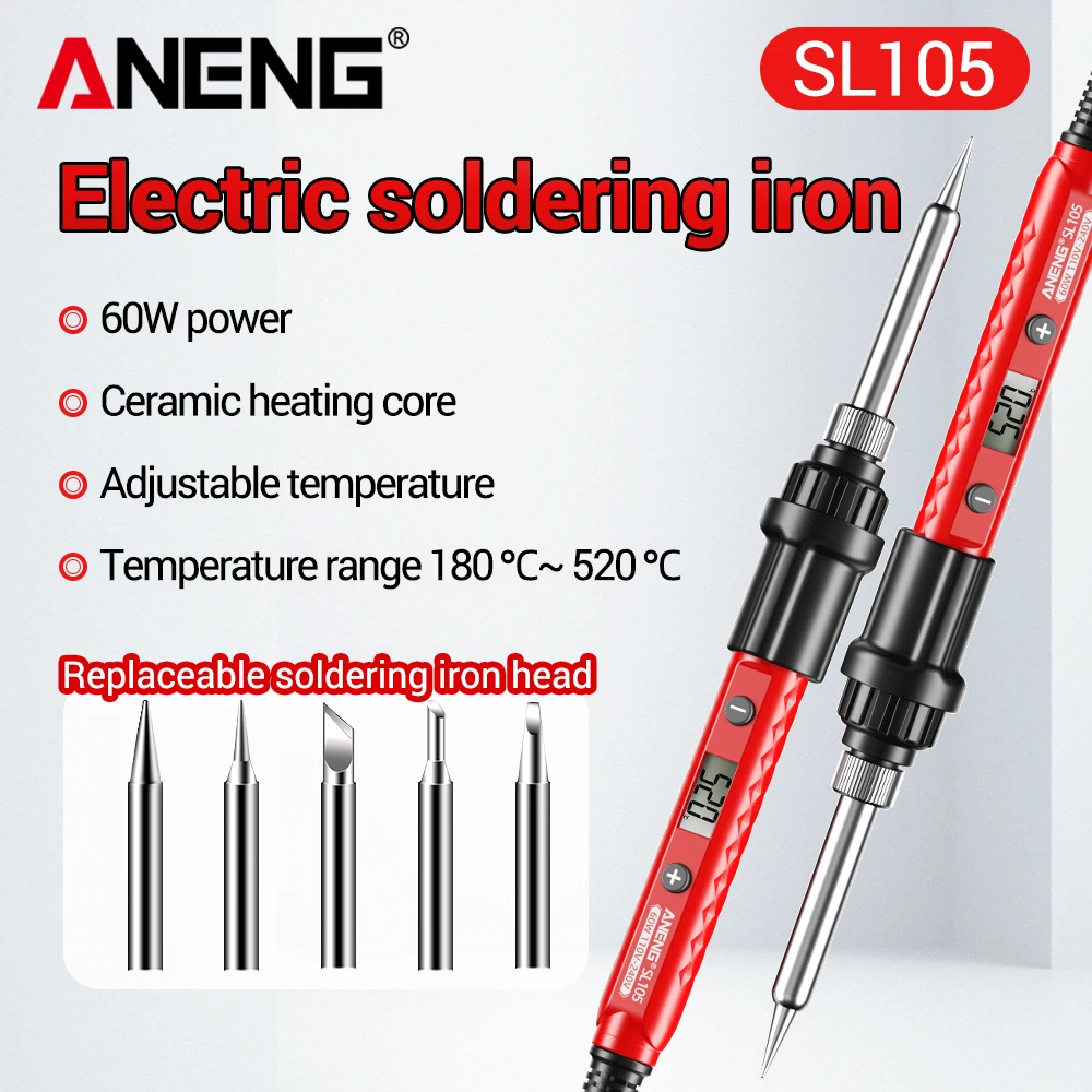 

Набор для ремонта: Электрический паяльник 60 Вт с быстрым нагревом, регулируемой температурой, 220 В/110 В, ANENG SL105, портативный паяльник
