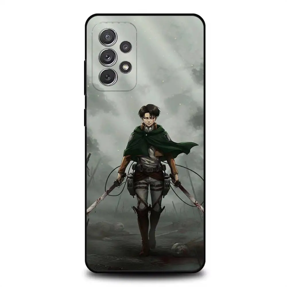Funda de teléfono L-Levi A-Attack on Titan para Samsung S 25,24,23,22,30,21,10,9,Ultra,Plus,Lite,FE,4,5G, funda blanda negra