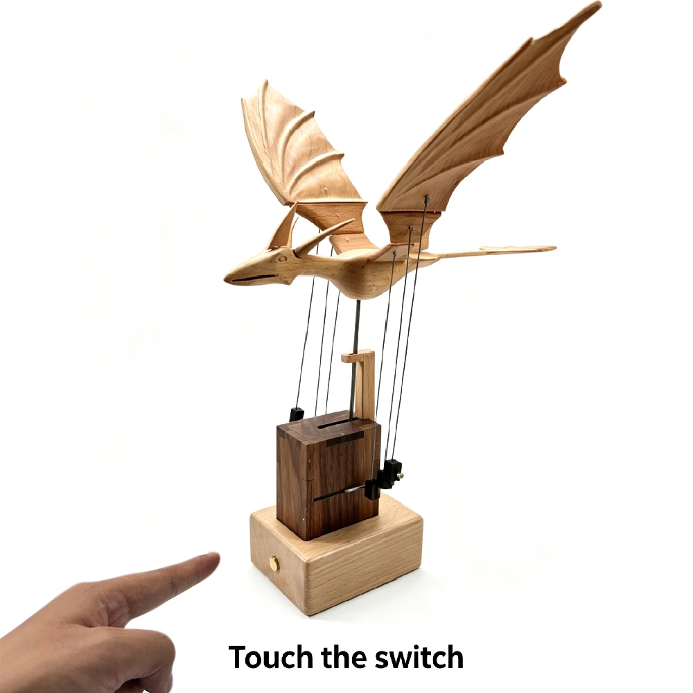 1PCS Western Dragon Wooden Mechanical Model, Flying Creature Desktop Kinetic Art, Dynamic Handcrafted Walnut Wood Sculpture
