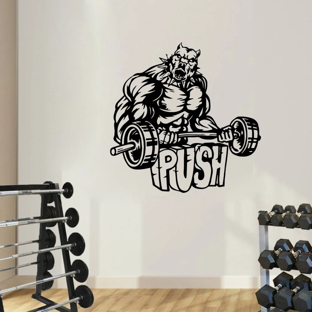 1 pc Strengthens muscles Fitness room Wallsticker Decal fitness Room Removable Mural Diy gym Decoration Vinyl Art Decal