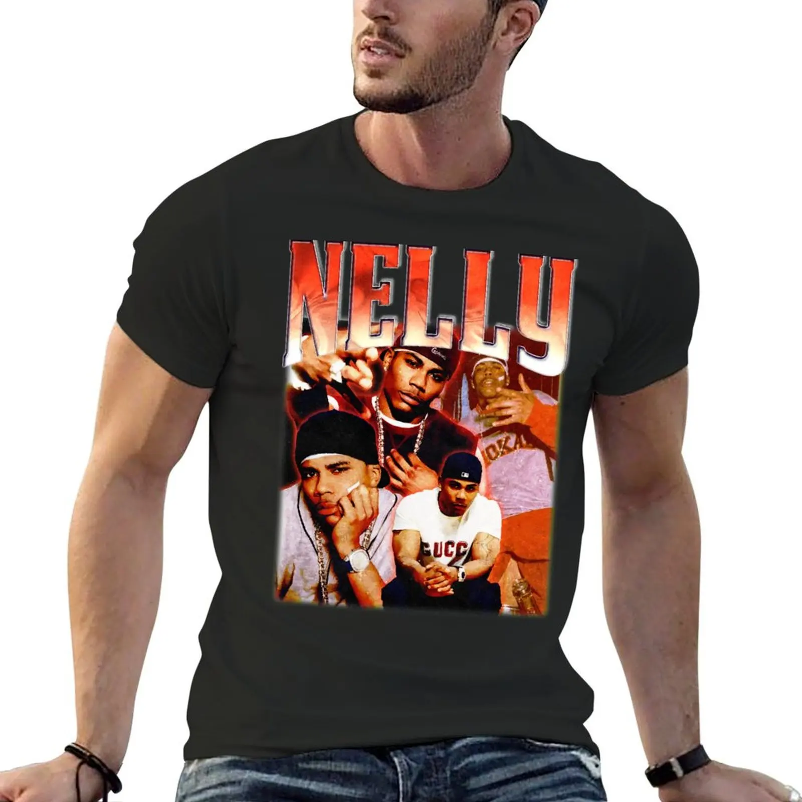 Nelly 90s Vintage T-Shirt anime figures man t shirt workout shirts for men