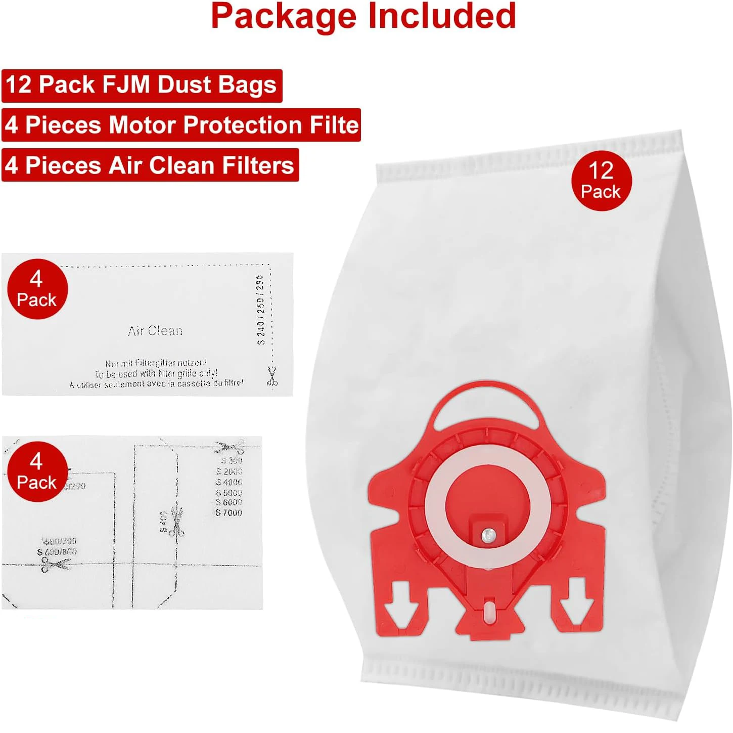 12PC Vacuum Cleaner For MIELE FJM C1 & C2 Synthetic Type Hoover Hepa DUST BAGS S300, S700