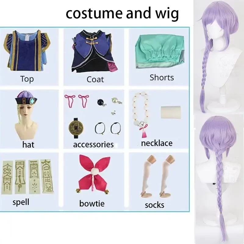 Genshin Impact Qiqi Cosplay Costume Zombie Dress with Hat Spells Socks Halloween Clothes  Outfits For Comic Con