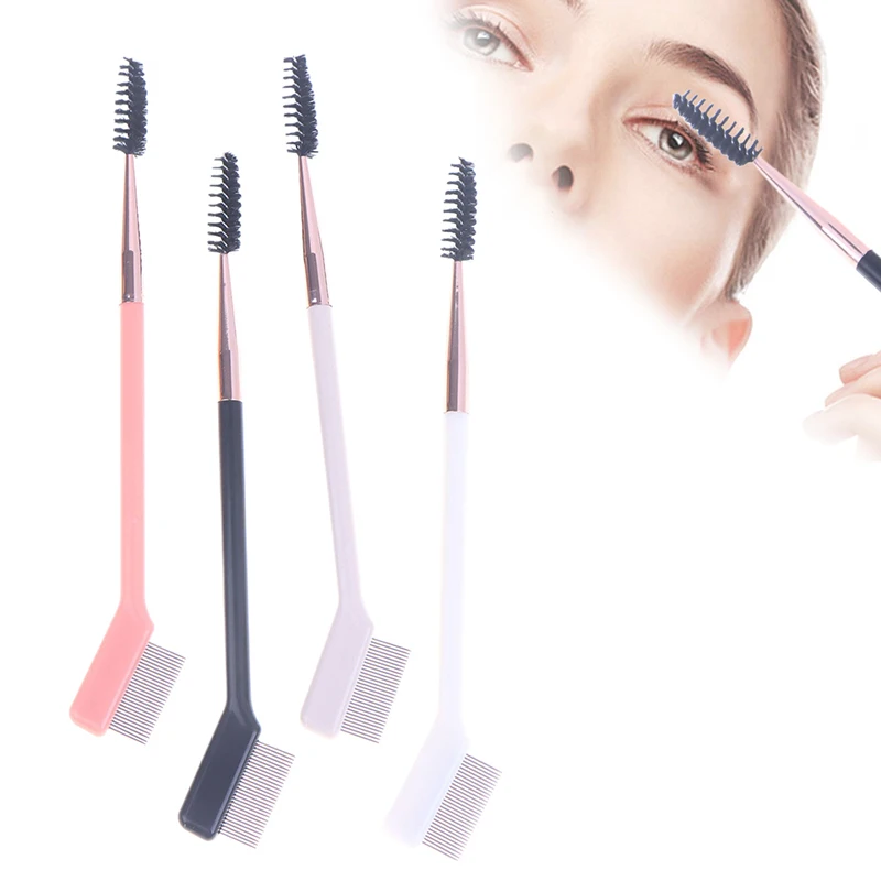 Double Headed Eyebrow Brush Steel Needle Eyelash Comb Contouring Eye Brow Eyeliner Makeup Brushes Eyes Blend Cosmetic Brushes