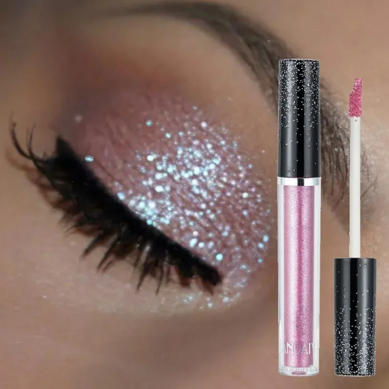 12-Farben-flüssiger Lidschatten, metallischer Diamant, glänzender Eyeliner-Stift, Glitter-Lidschatten-Palette, anhaltender Schimmer, erhellt Kosmetik