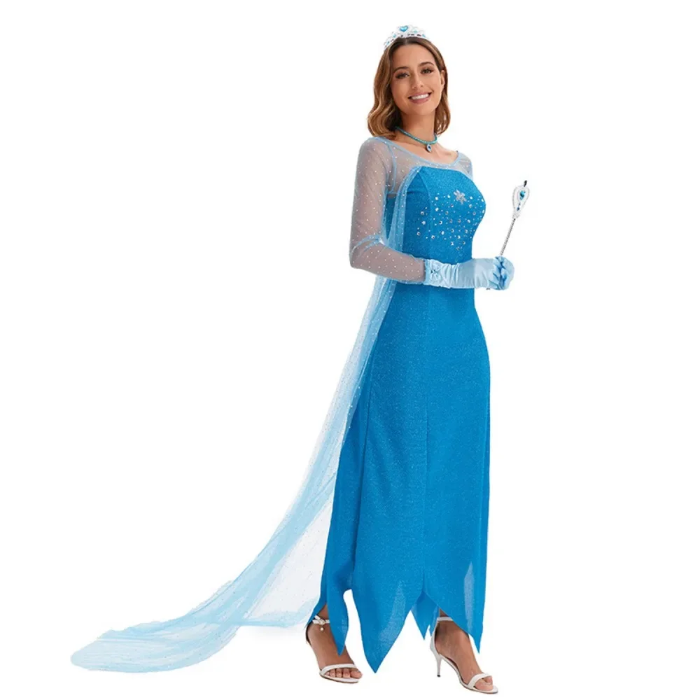 Movie Ice Princess Cosplay Costume Women Anime Blue Dress Suit Female Ice Queen Role Play Dress Halloween Carnival Party