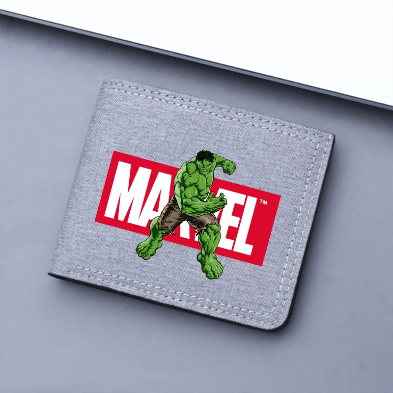 Iron Man Short Wallet Spiders Man Coin Purse Hulk Captain America Boy Wallet Foldable Money Purses Anime Kids Id Card Holder