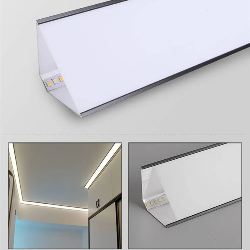 V Shape Ceiling Top Corner Linear Lamp LED Aluminum Profile No Slotting Wall Ceiling Plaster Line Luminous Decoration Light